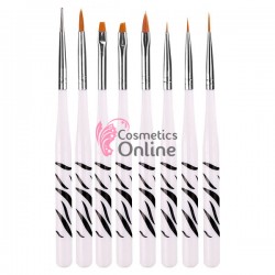 Pensule de unghii set de  8 bucati pentru constructie acril, gel uv si decor PNS09